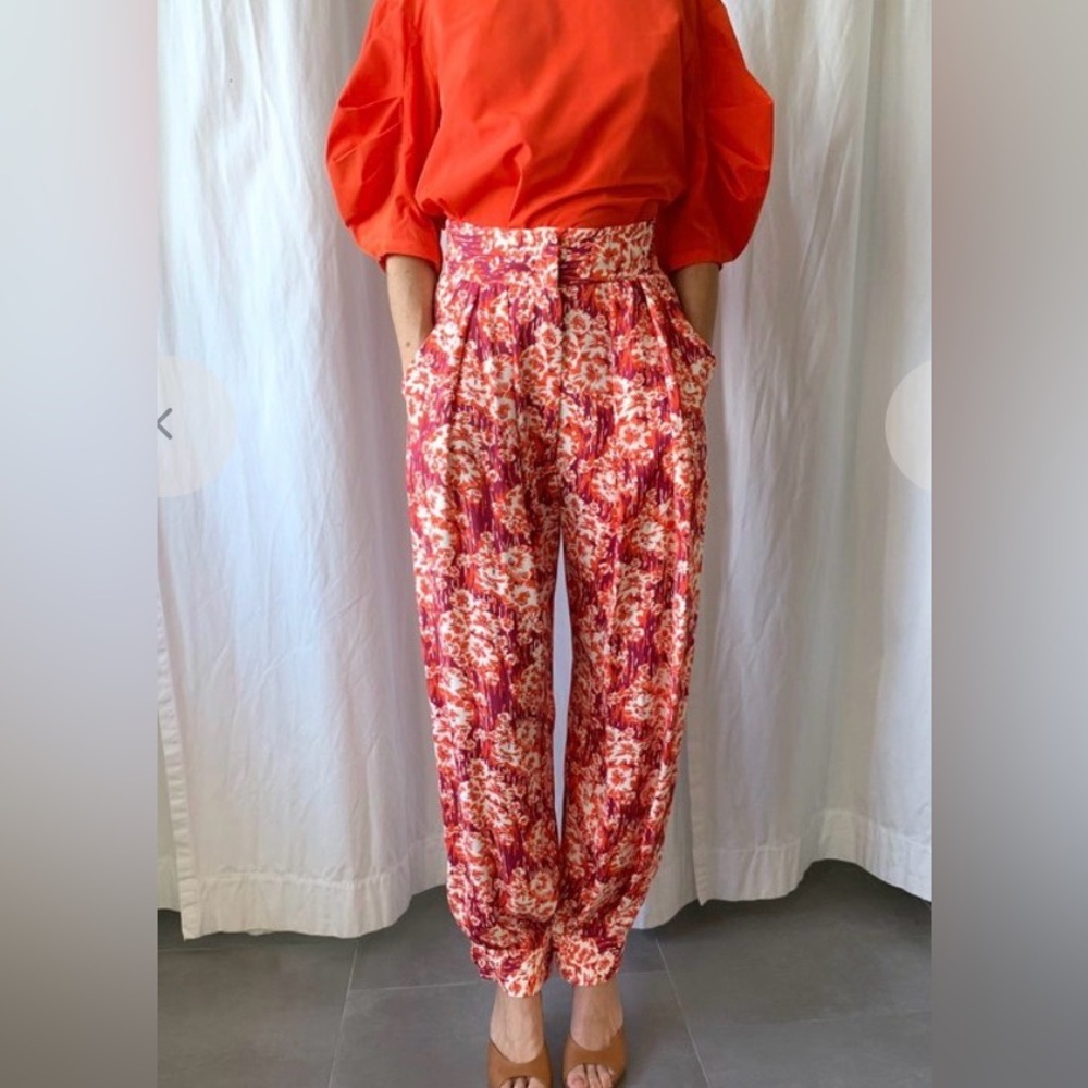 EUC Rachel Comey Red Floral Crepe Encino Pants